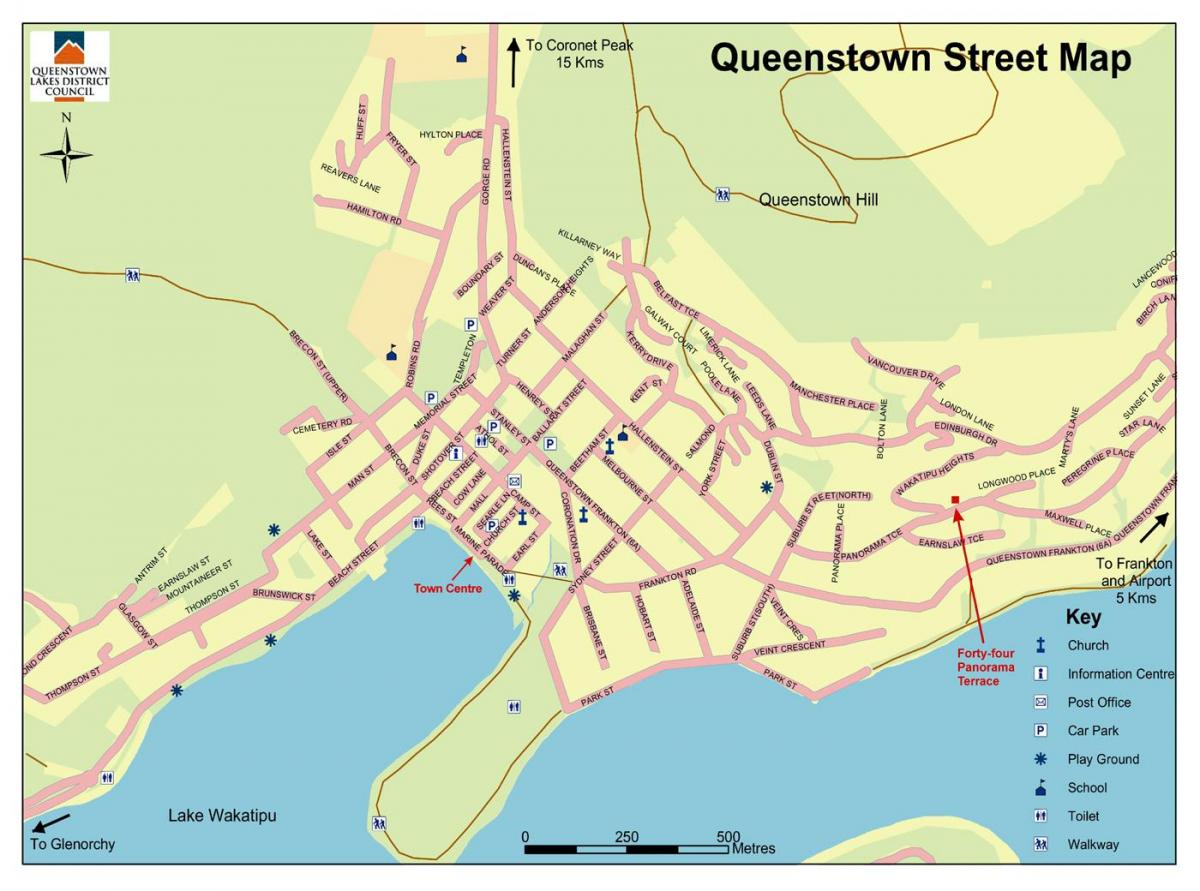 ქუჩის რუკა queenstown ახალი ზელანდია