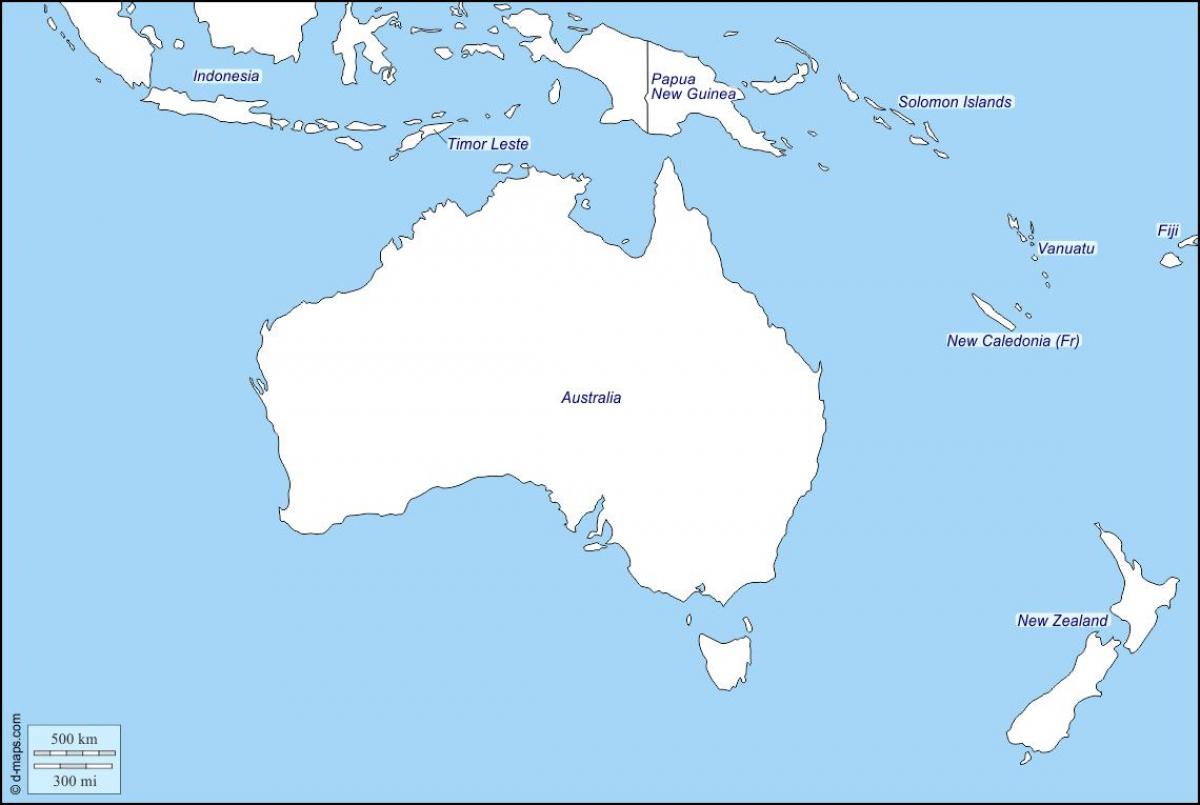 კონტურული რუკა ავსტრალია და ახალი ზელანდია
